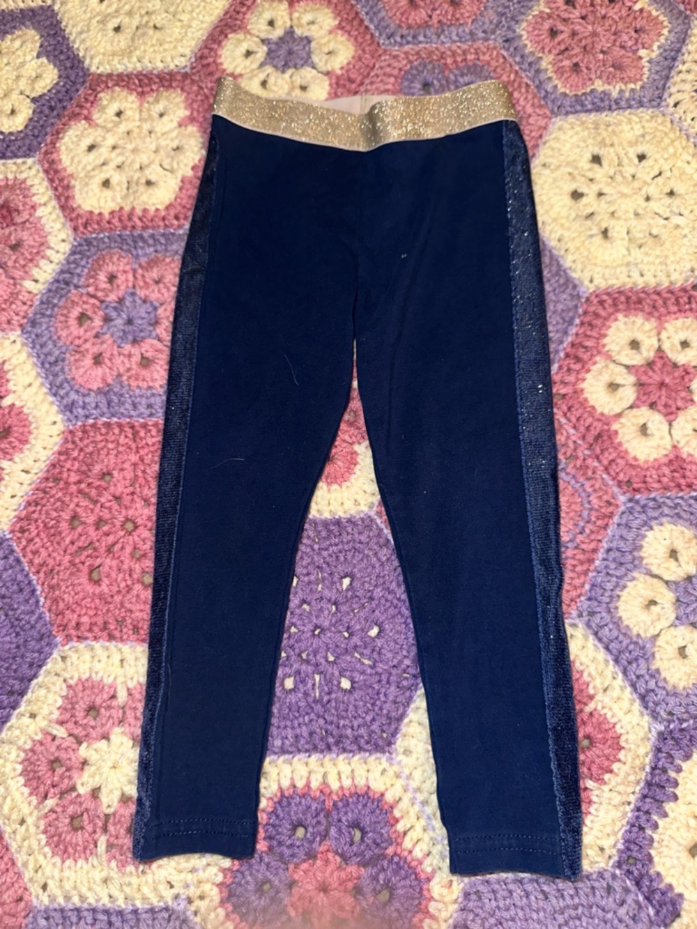 Carter's Navy Jeggings with Gold Glitter Waistband
